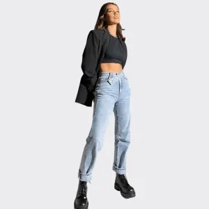 Irregular Belt High Waist Jeans