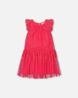 Jacquard Dress w/ Frills - Heart Mesh