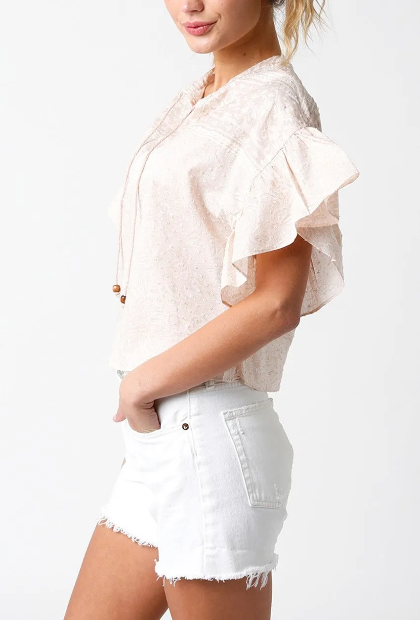 Jaiden Ruffle Sleeve Dotted Blouse