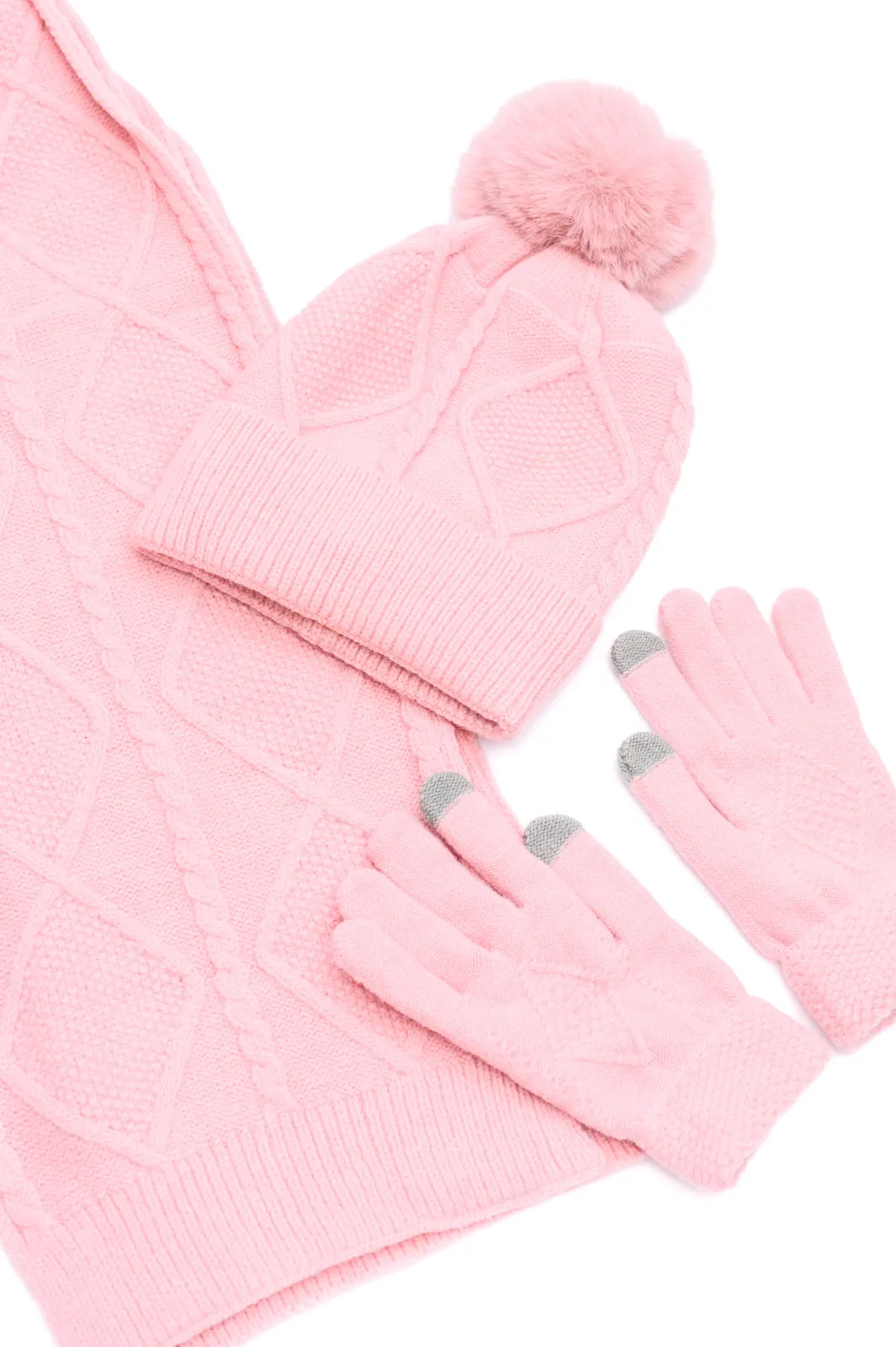 Jane Frost Beanie, Glove, and Scarf Set in Pink - 12/4