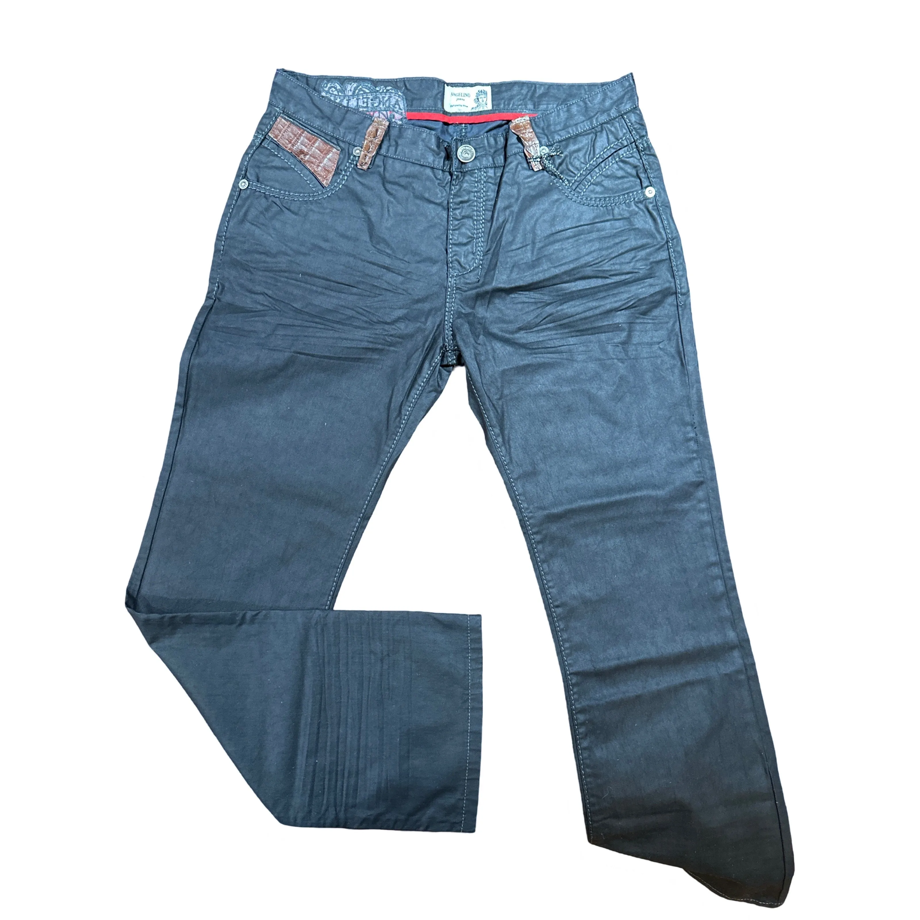 Kashani x Angelino Jeans w/ Brown Alligator Pocket Flaps