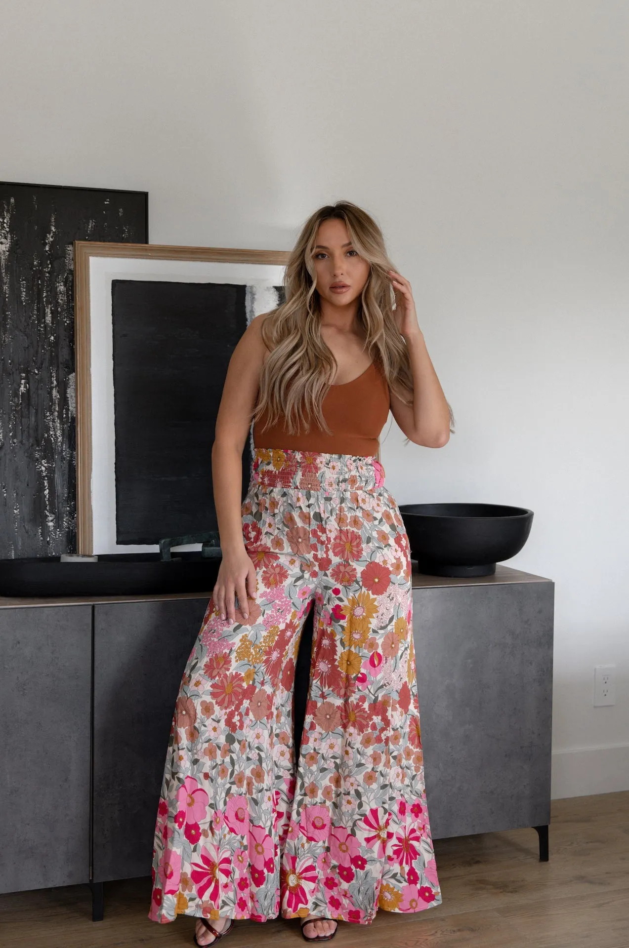 Kristen Retro Flowy Floral Pants