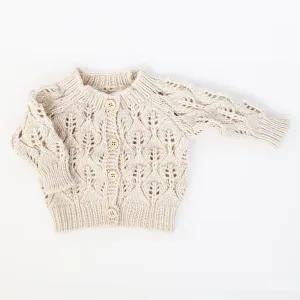 Leaf Lace Cardigan Sweater Natural