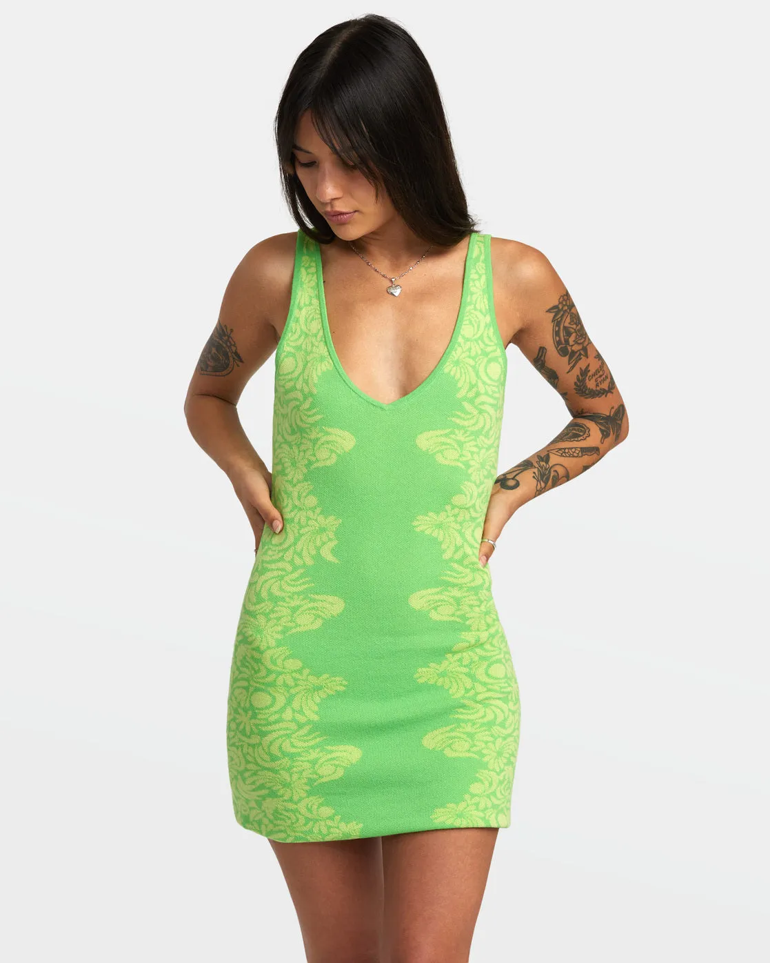 Mai Tai Knitted Bodycon Dress - Green Flash