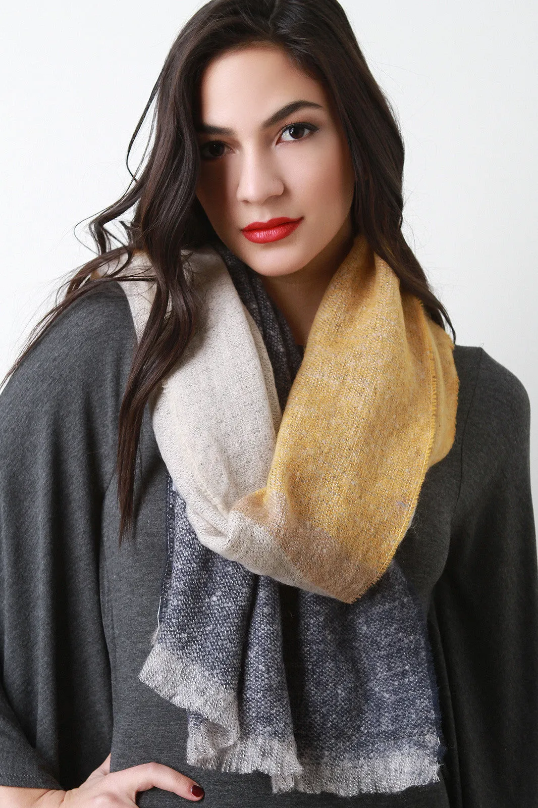 Marled Knit Fused Stripes Scarf