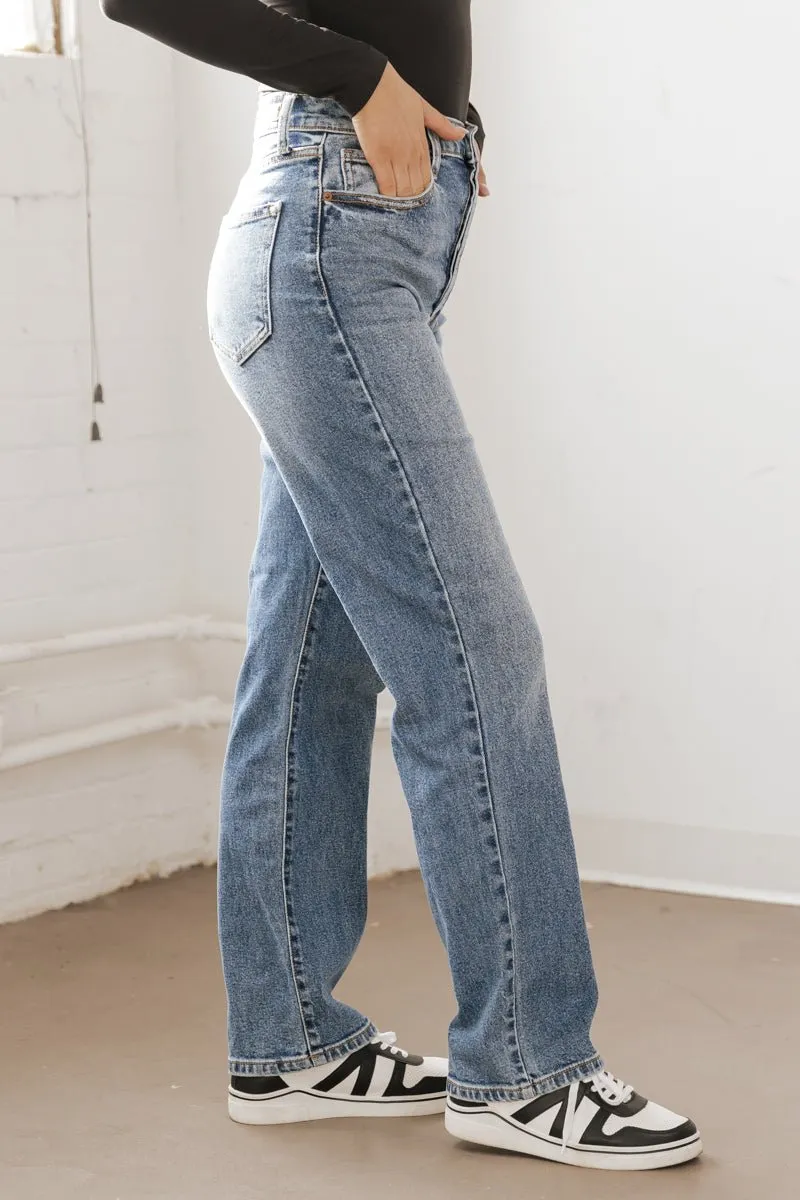 Medium Wash Super High Rise Dad Jeans - FINAL SALE