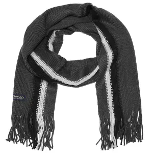 Men Striped Knitted Winter Scarf - Dark Grey