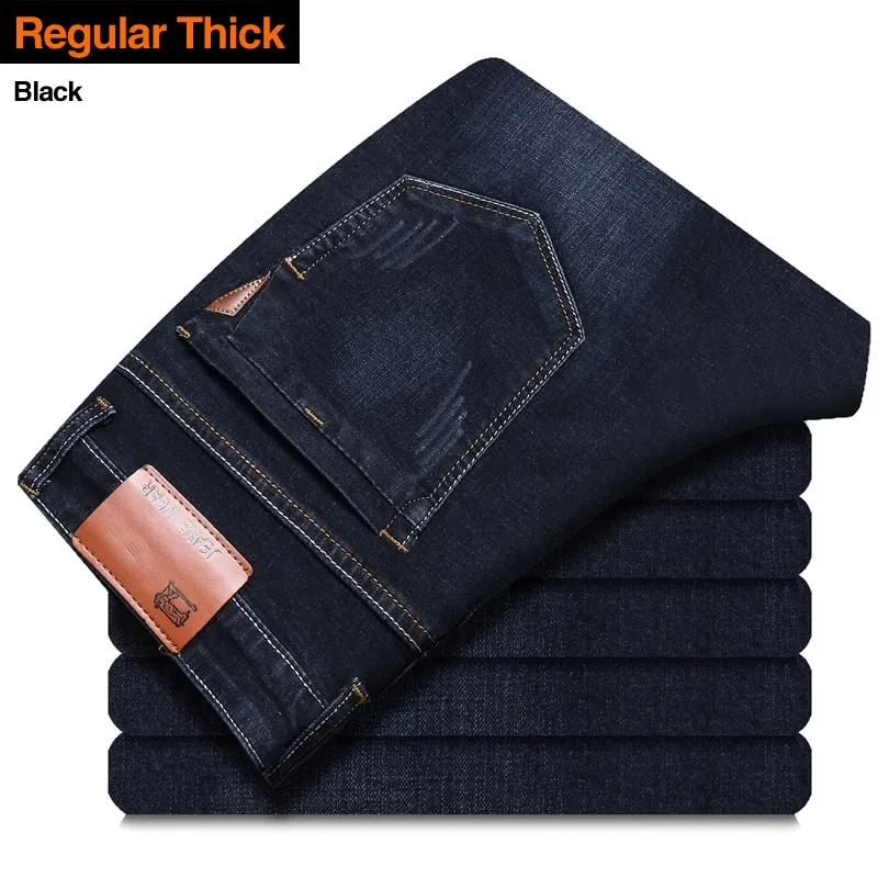 Men's Classic Style Brand Jeans Business Casual Stretch Slim Denim Pants