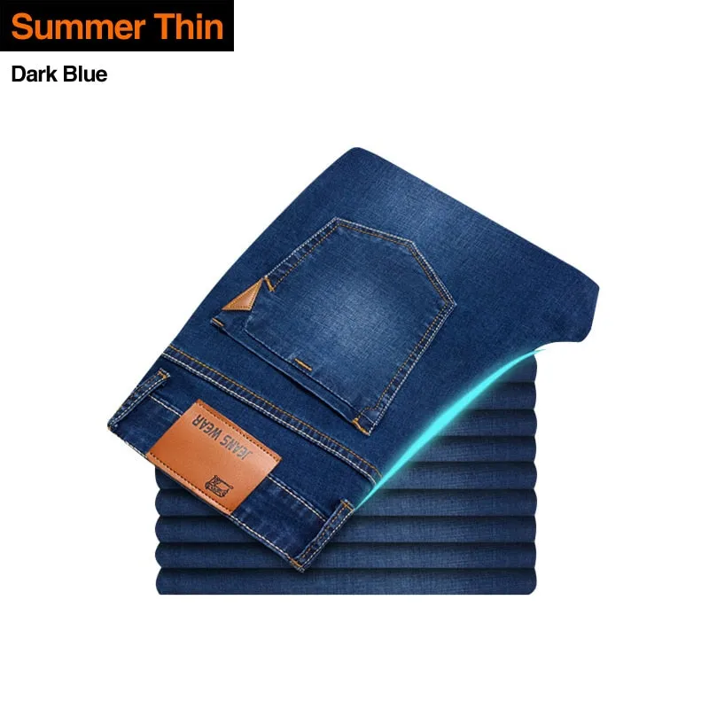 Men's Classic Style Brand Jeans Business Casual Stretch Slim Denim Pants