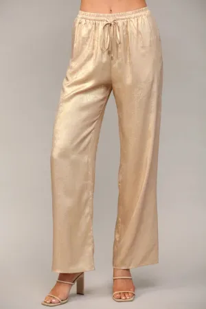 Metallic Wide Leg Pants