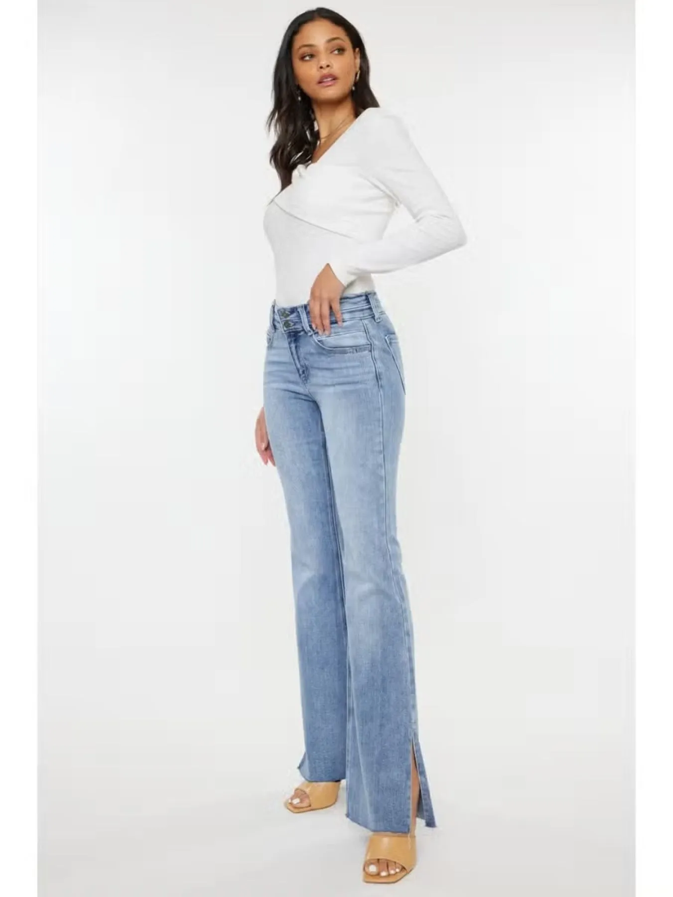 Mid Rise Flare Jeans