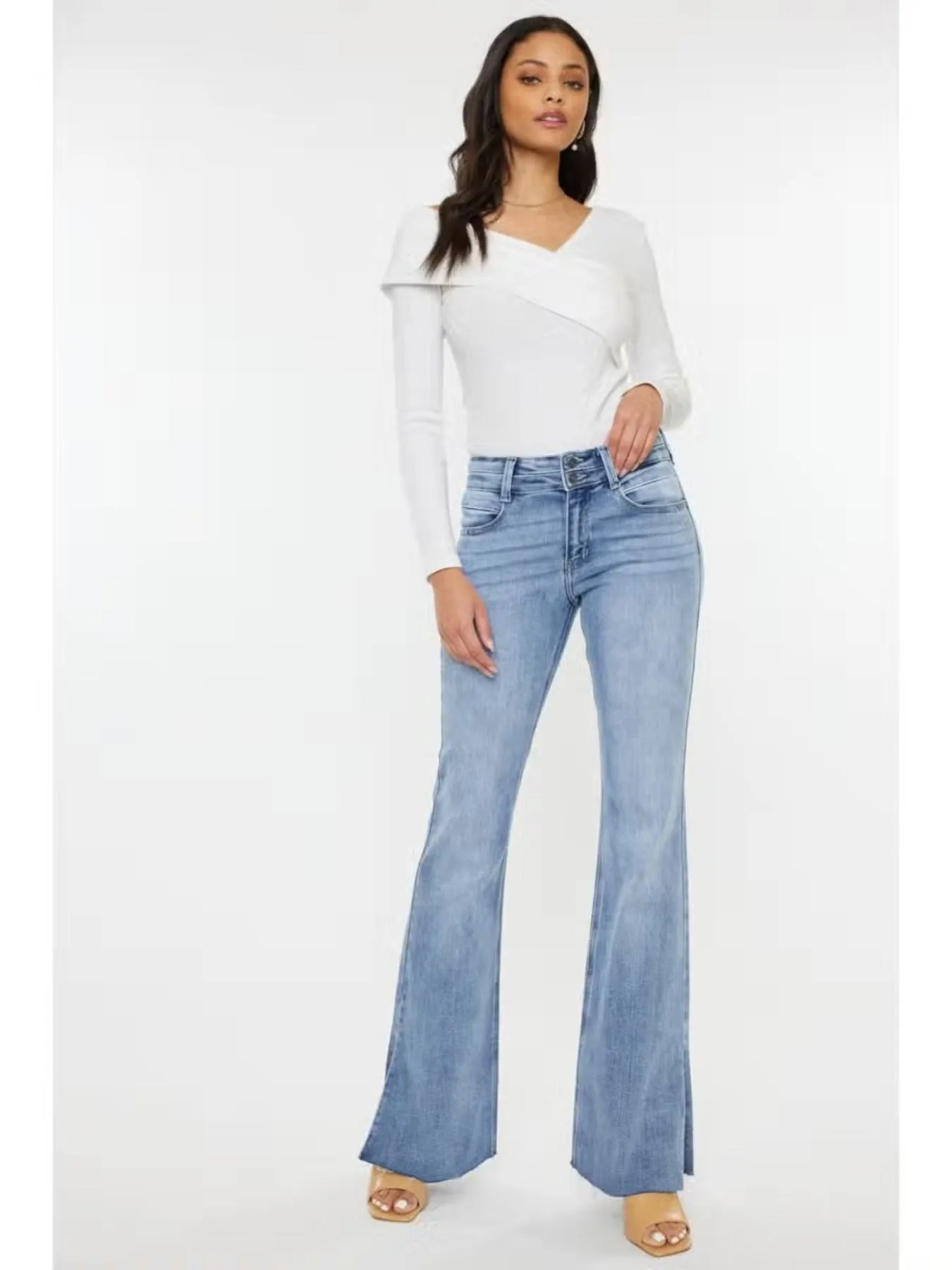 Mid Rise Flare Jeans