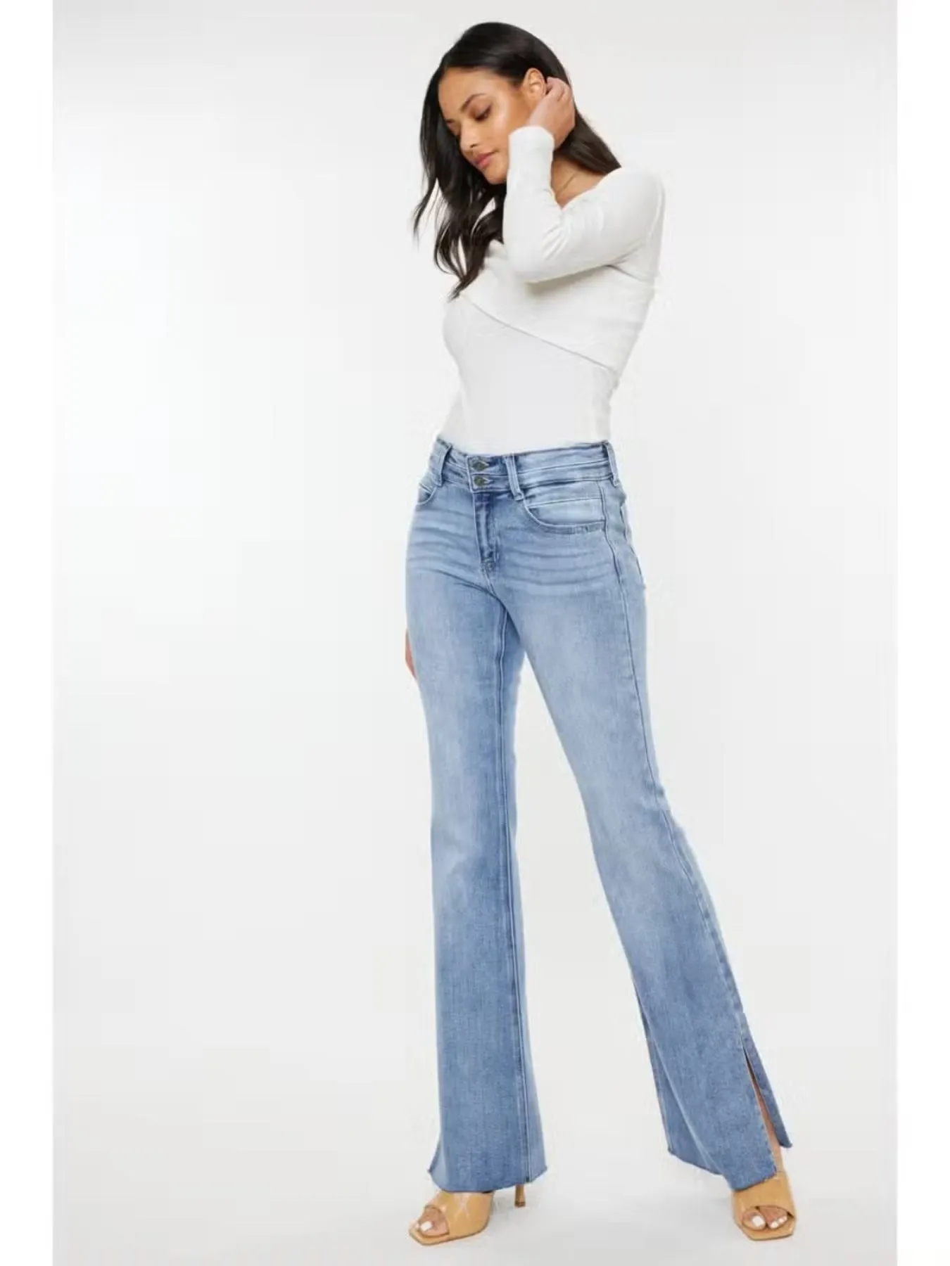 Mid Rise Flare Jeans