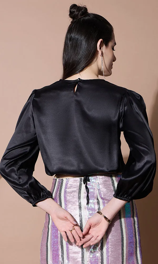 MIDNIGHT ELEGANCE SATIN TOP