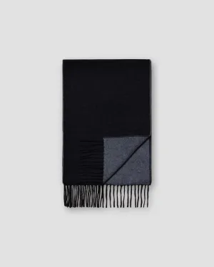 Navy Blue Double-Face Wool Scarf - ETON