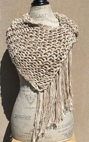 Oatmeal Tweed Fringe Shawl