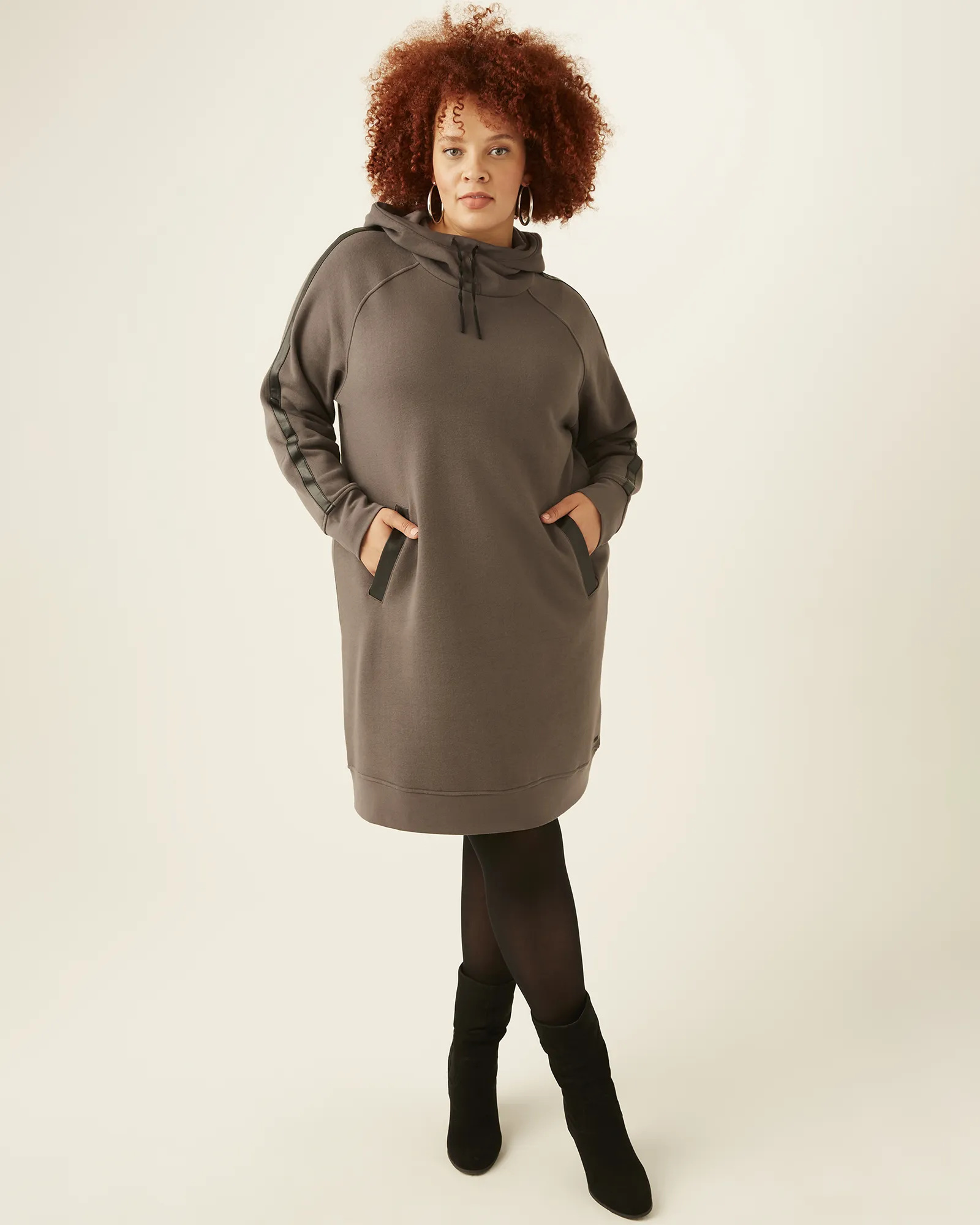 Olivia Fleece Sweatshirt Dress | Light Grey