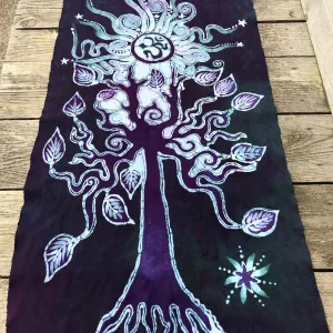 Om Tree Hand Painted Batik Fabric Scarf