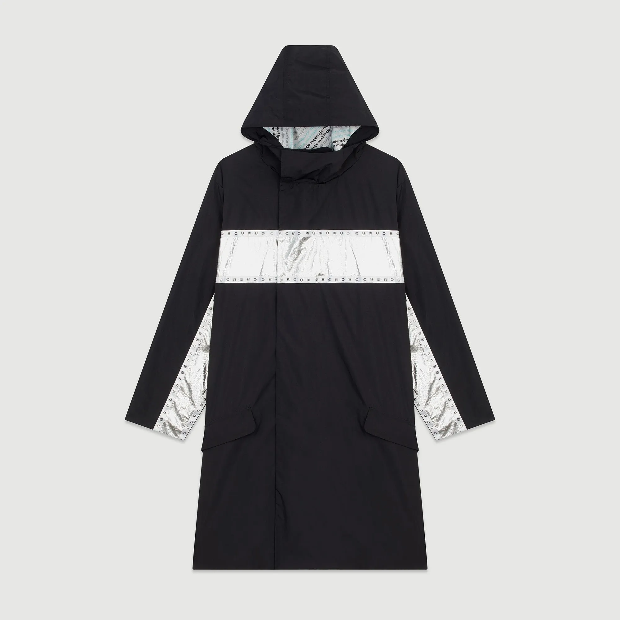 Parka With Inserted Stripe - Black