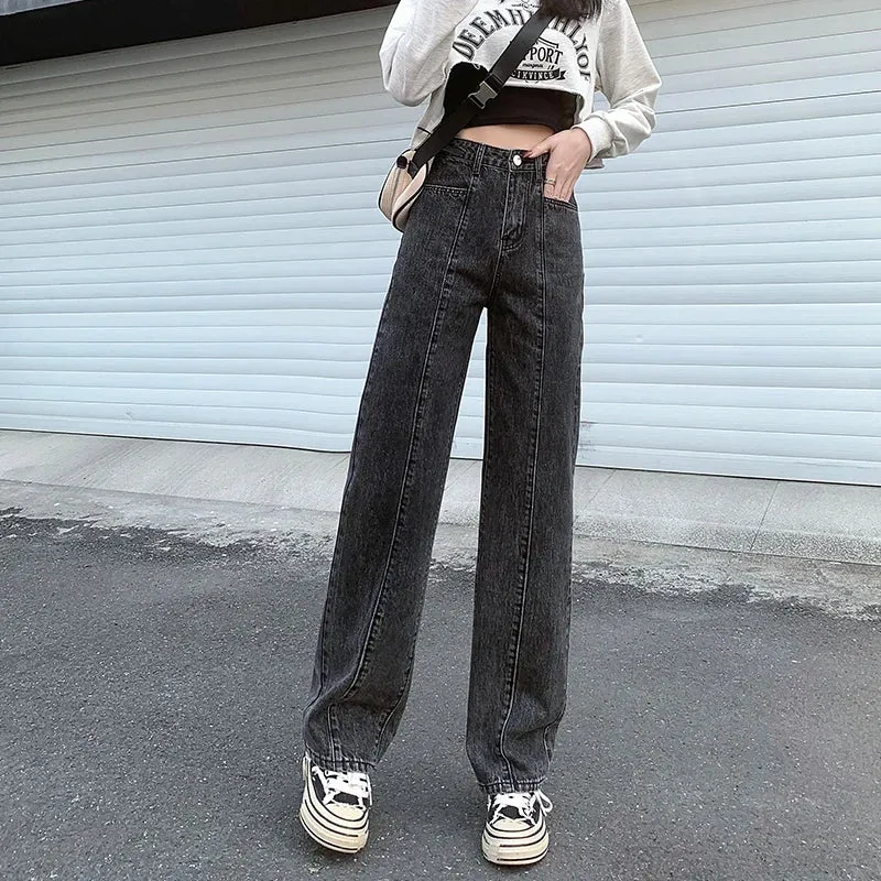 Patchwork Wide Leg Denim Jeans