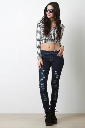 Patchy Record Denim Skinny Jeans