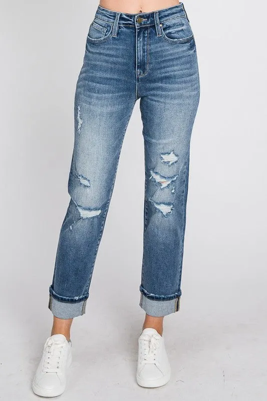 Petra Destroyed Super High Rise Straight Jeans