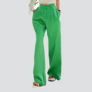 Pleated-waistline women's color jeans