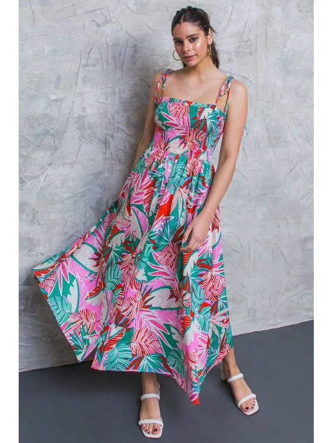 poplin in the tropics midi dress