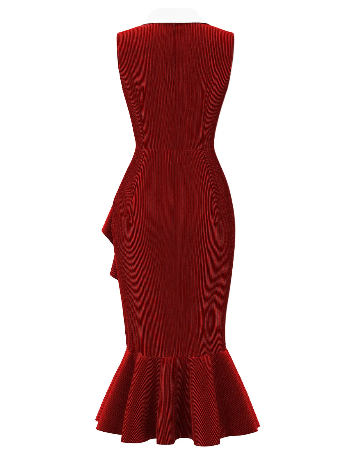 [Pre-Sale] Red 1930s Reflective Corduroy Fishtail Dress