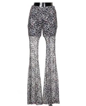 Print Lace Pants Black