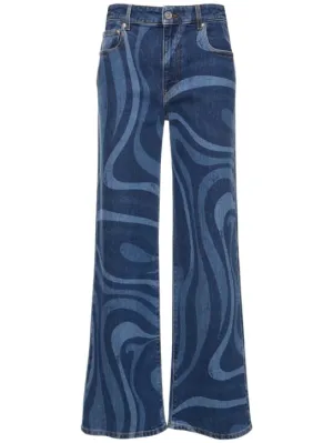 Pucci   Marmo printed denim wide jeans 