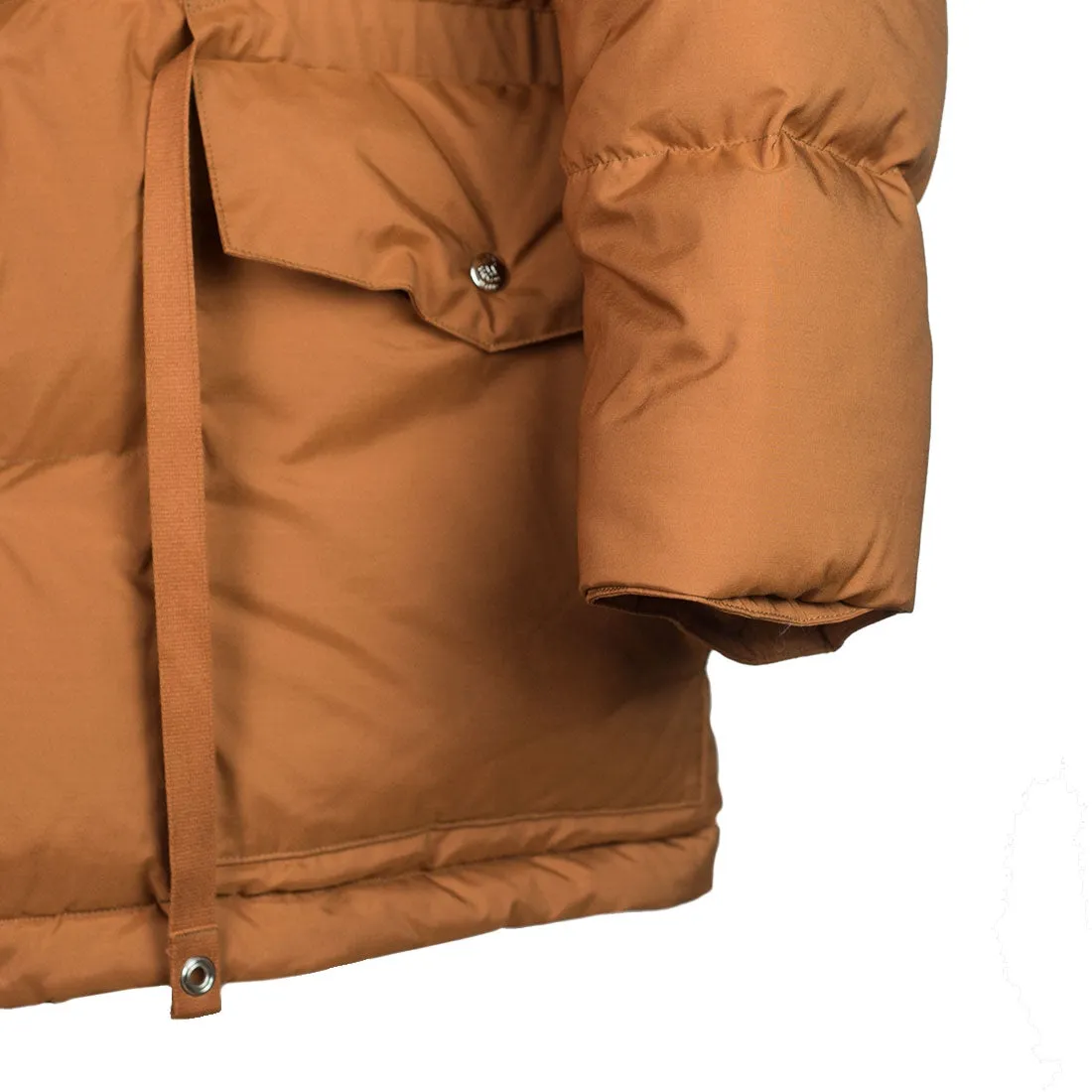 "Expedition Down Parka" in walnut orange