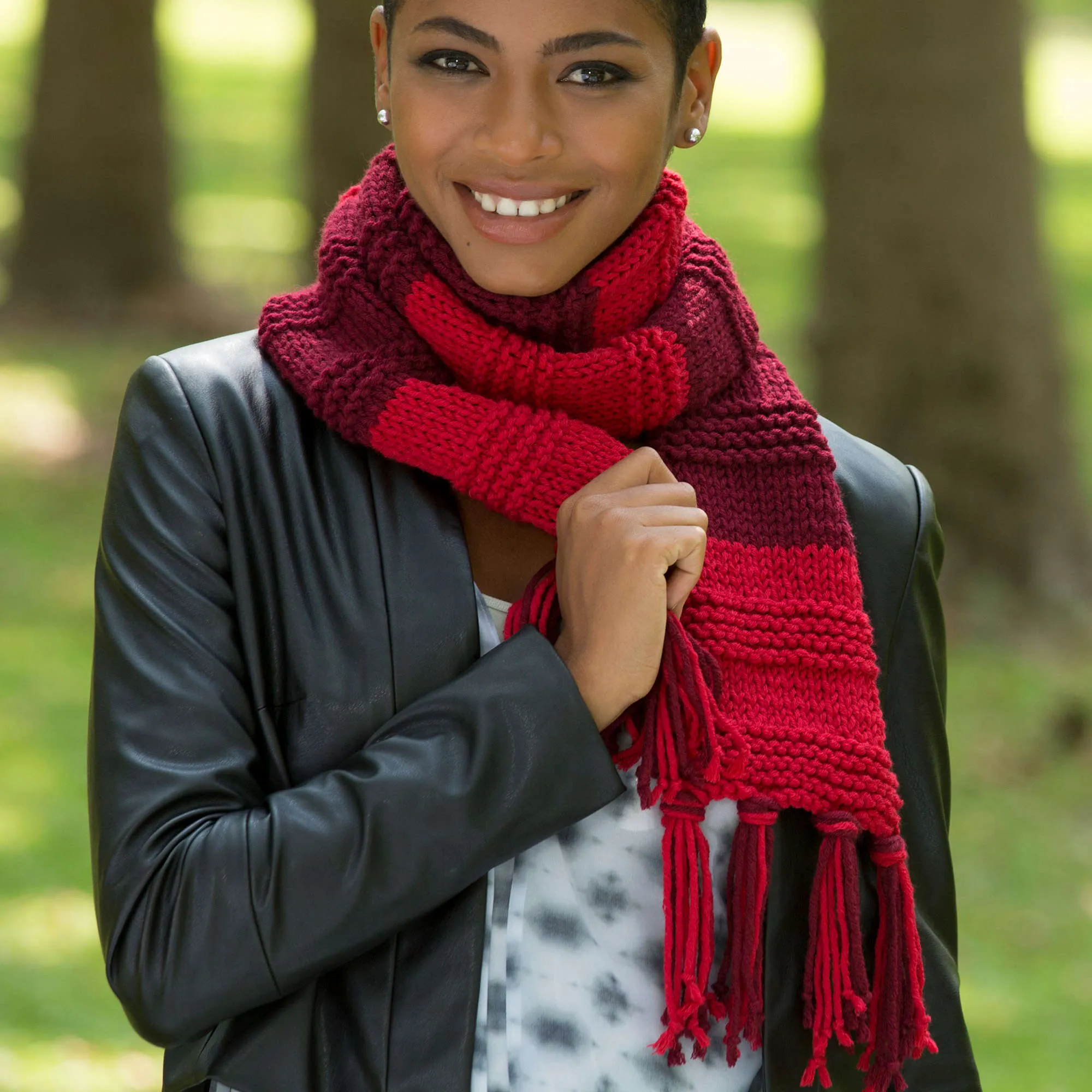 Red Heart Knit Gender Neutral Scarf