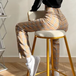 Retro plaid trousers KF82128