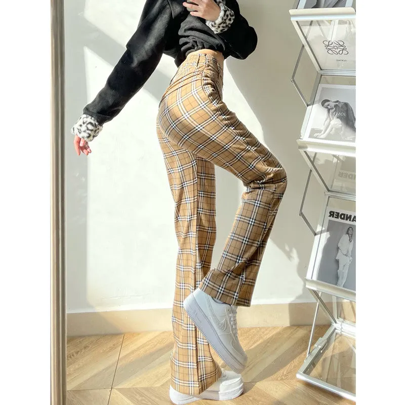 Retro plaid trousers KF82128