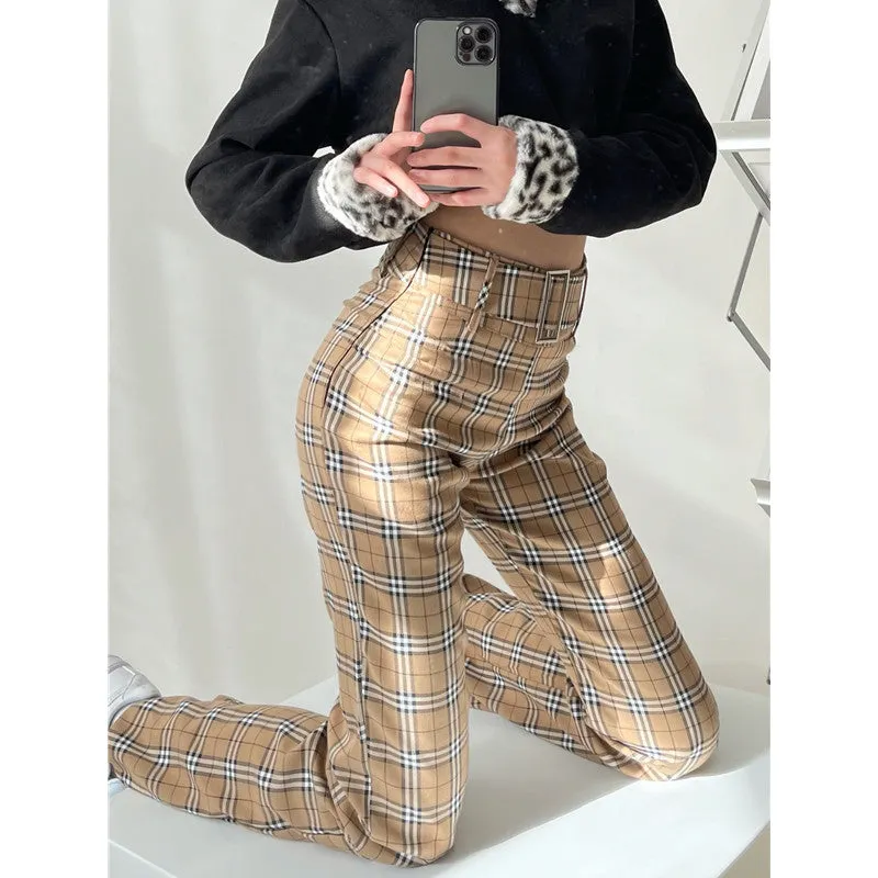 Retro plaid trousers KF82128