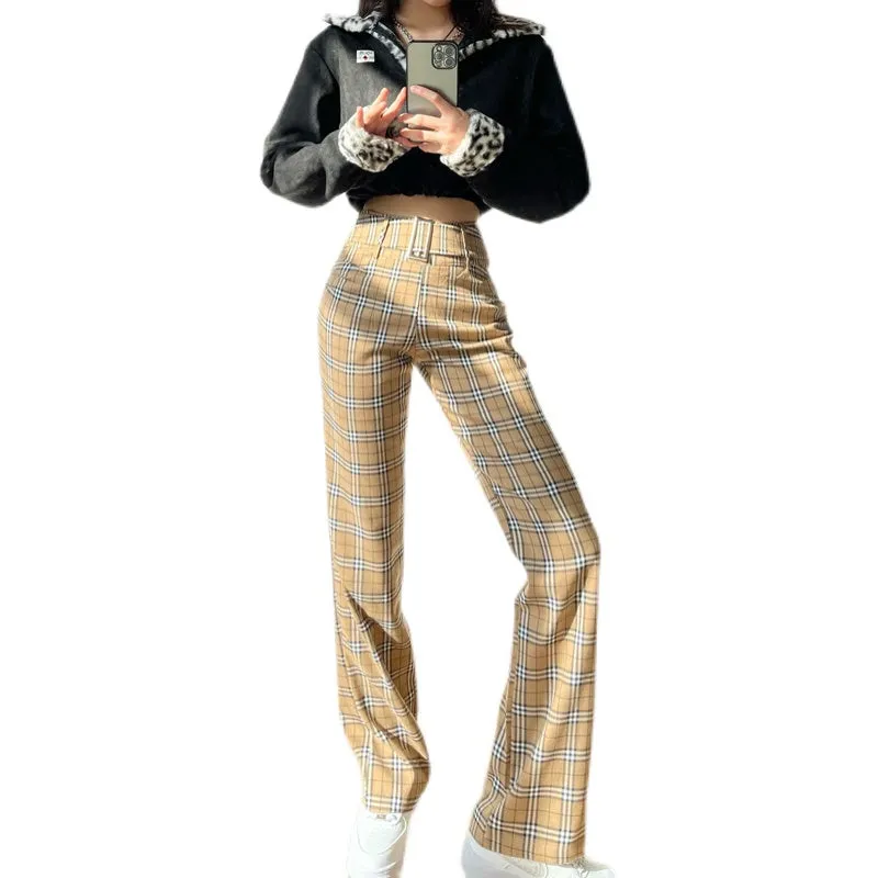 Retro plaid trousers KF82128