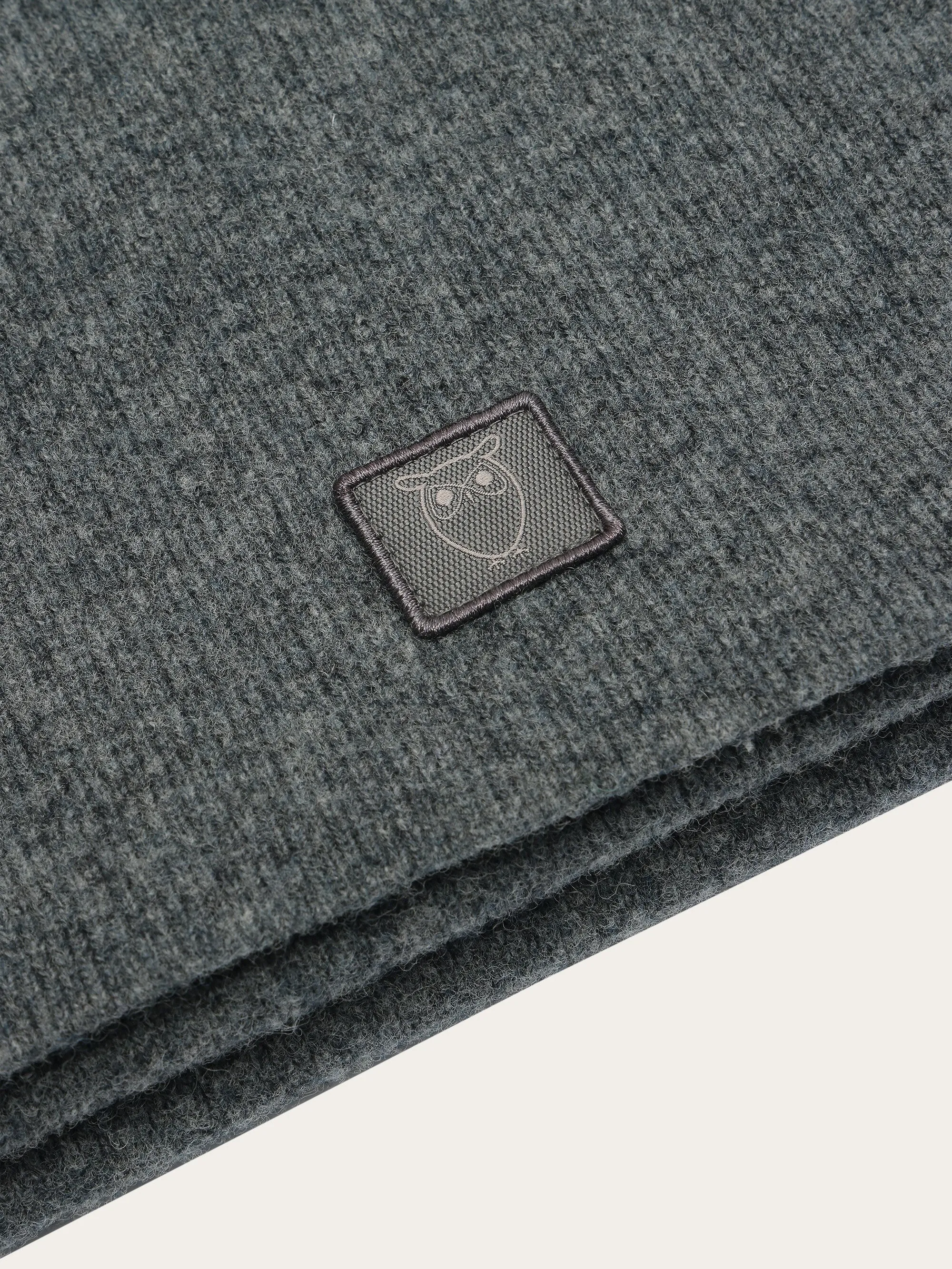 Rib knit wool scarf - Dark Grey Melange