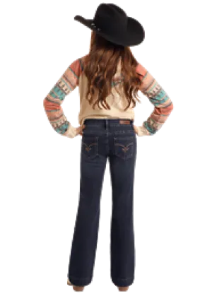 Rock & Roll Girls Rope Emblem Trouser Jeans Dark Wash - BG5MD05332