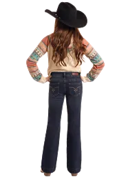 Rock & Roll Girls Rope Emblem Trouser Jeans Dark Wash - BG5MD05332