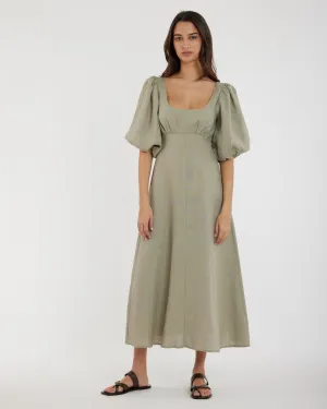 Romilly Linen Midi Dress - Sage