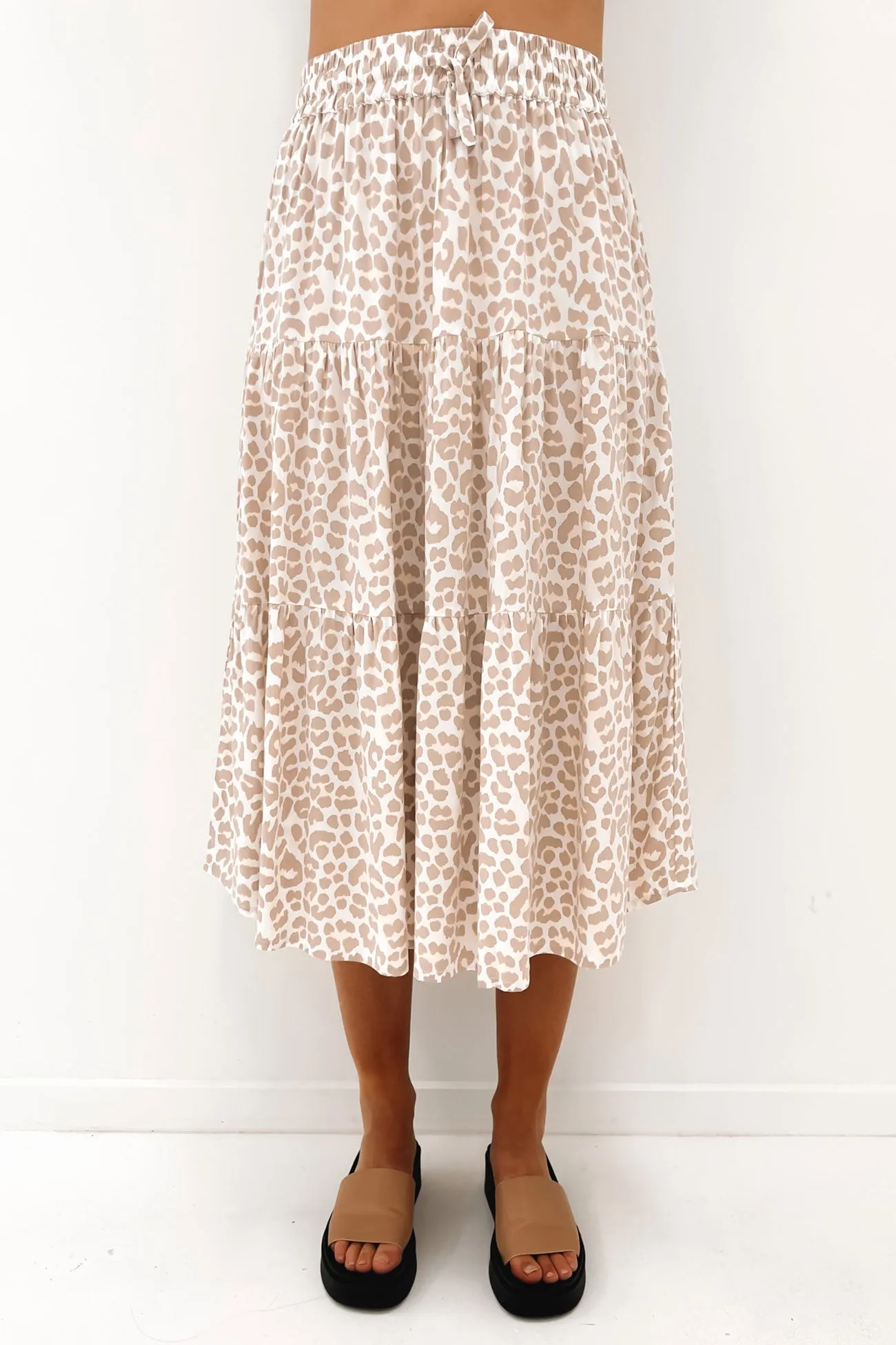 Ruby Midi Skirt Nude Leopard