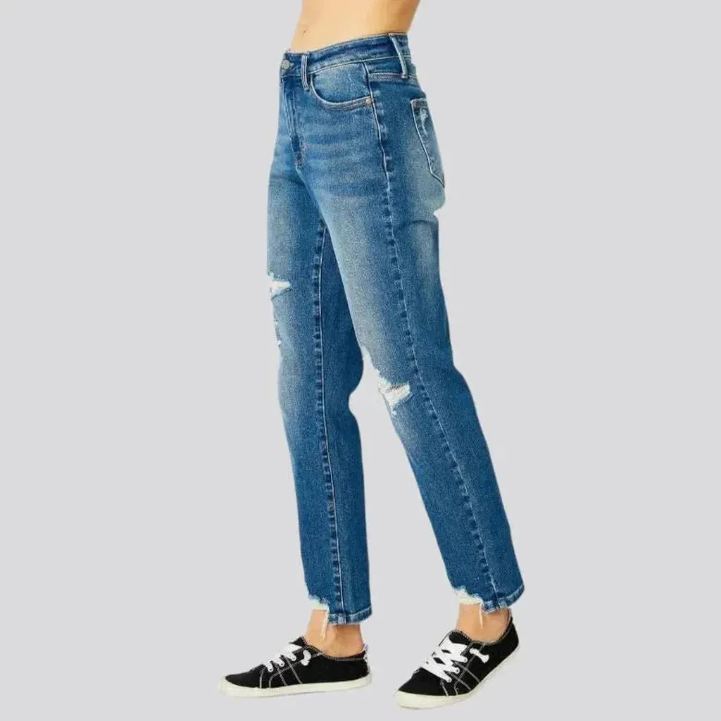 Sanded mom jeans
 for ladies