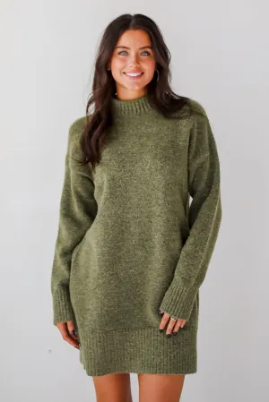 Seasonally Stylish Mock Neck Mini Sweater Dress