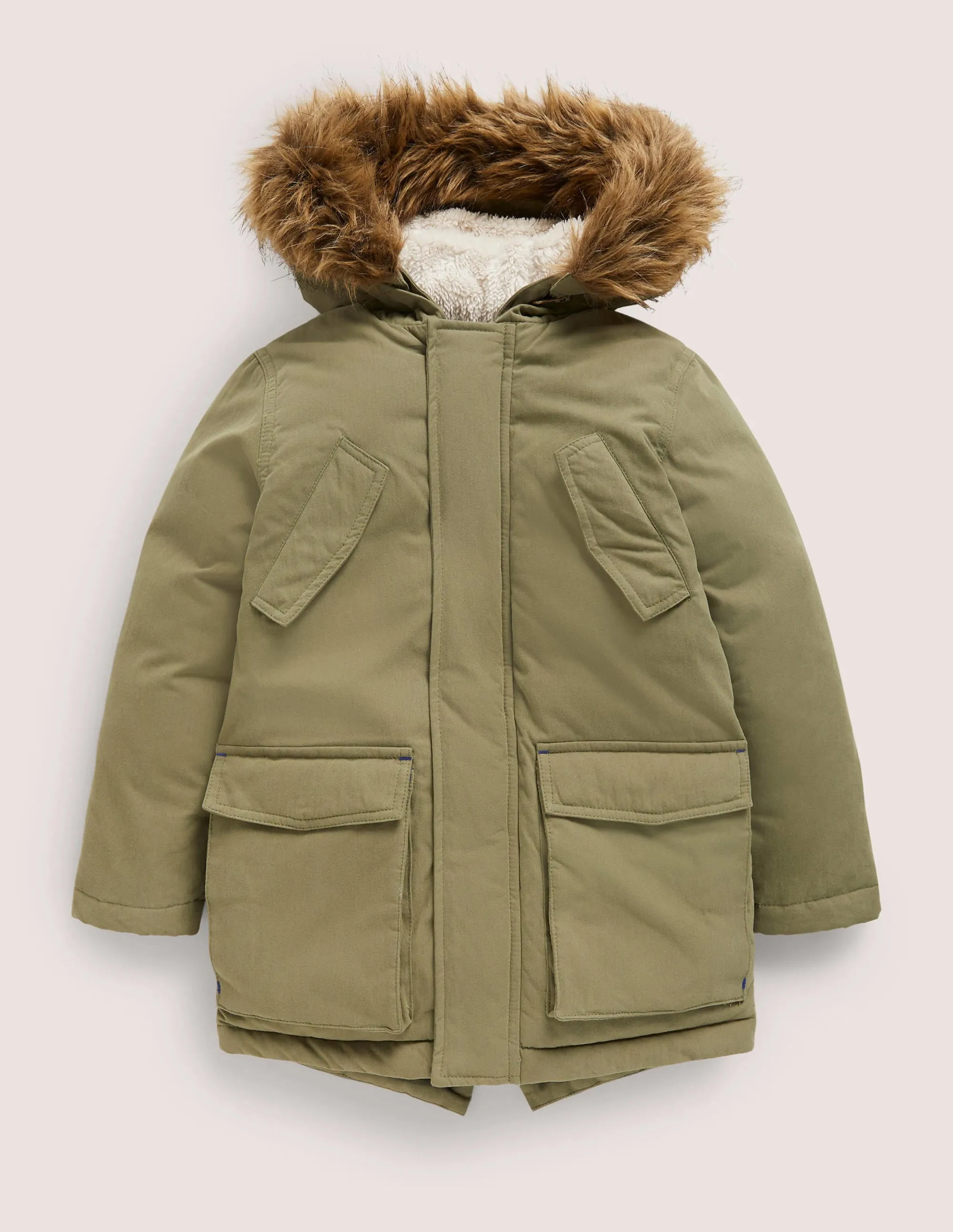 Showerproof Appliqué Parka-Army Green Space