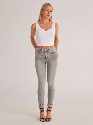 (Size-up) "Sylvia" Stone Washed Stretchy Skinny Jeans Mid Rise HEBWWSHE94