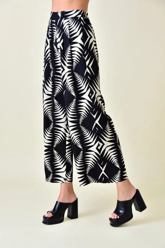 Summer Resort Abstract Print Wide Leg Pants