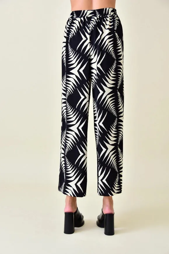 Summer Resort Abstract Print Wide Leg Pants