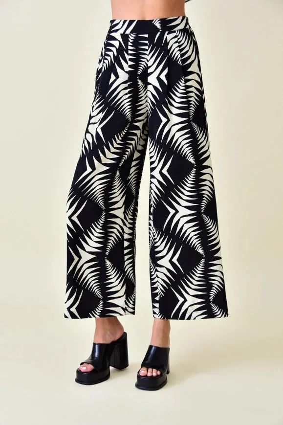 Summer Resort Abstract Print Wide Leg Pants