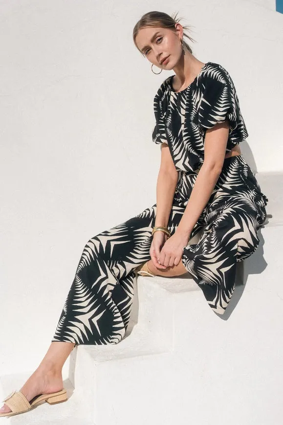 Summer Resort Abstract Print Wide Leg Pants